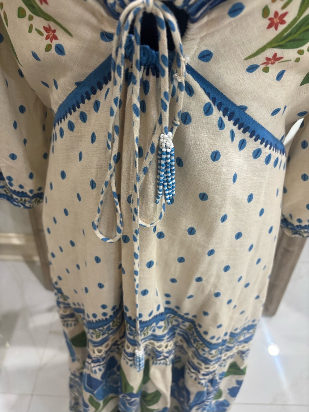 FARM Rio White Maxi Dress with Blue & Green Floral Print - Picture 4 of 7